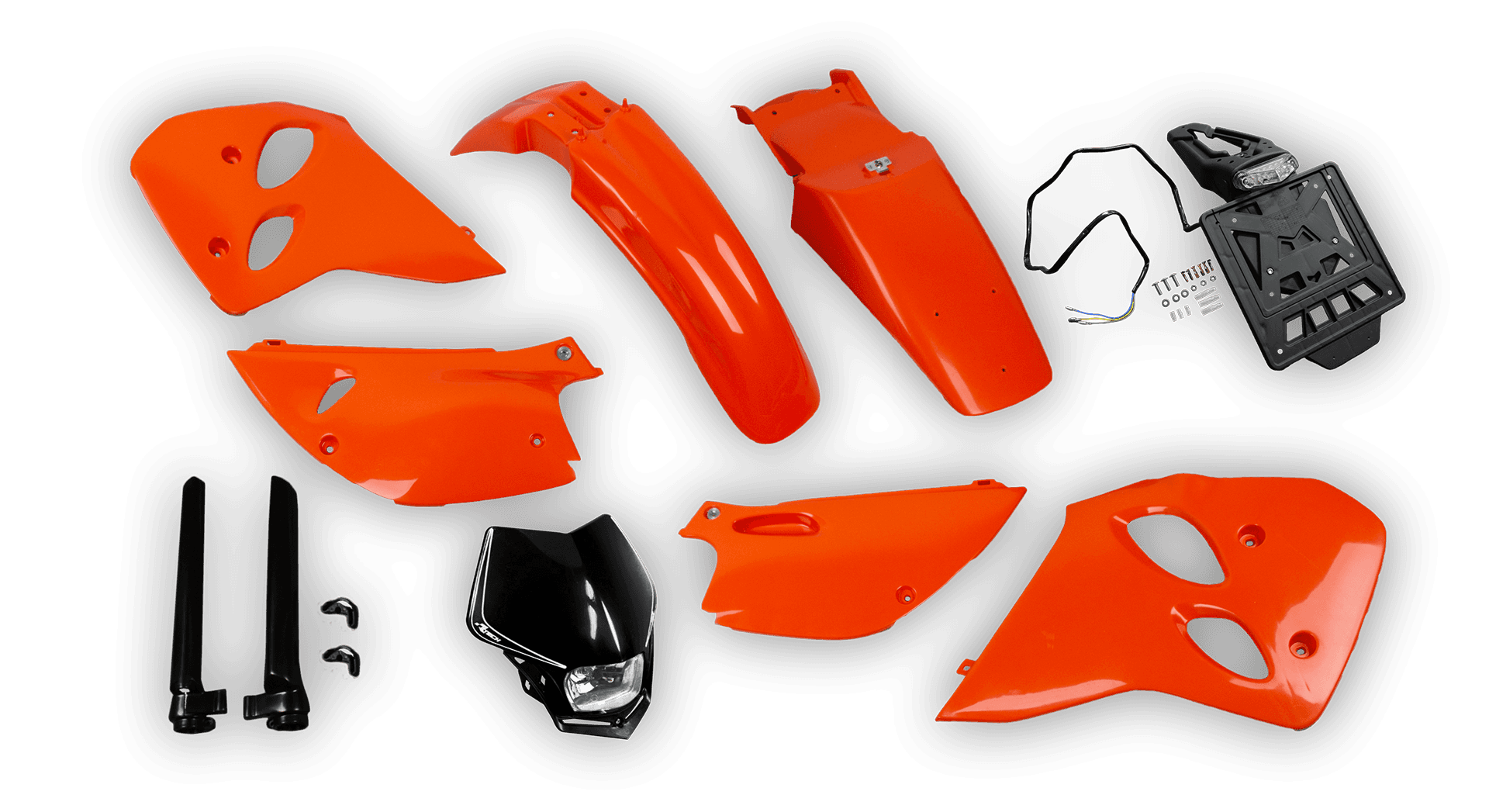 Plastics Kit - KTM - EXC EXC-F / XC-W XCF-W - 1993-1997 4-Stroke - Full Kit - Orange with Lights