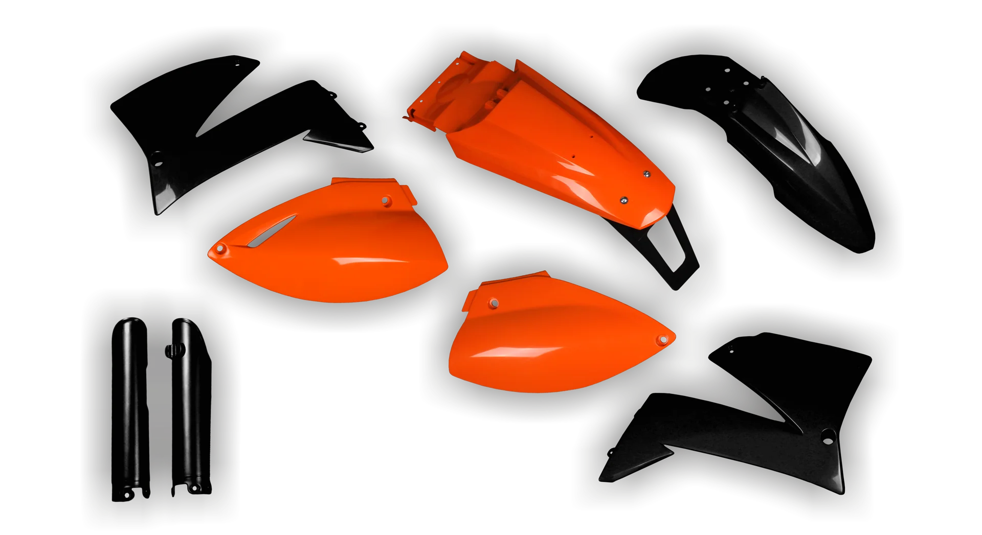 Plastics Kit - KTM - LC4 625-660 SMC - 1999-2004 - Full Kit - Black Orange LED