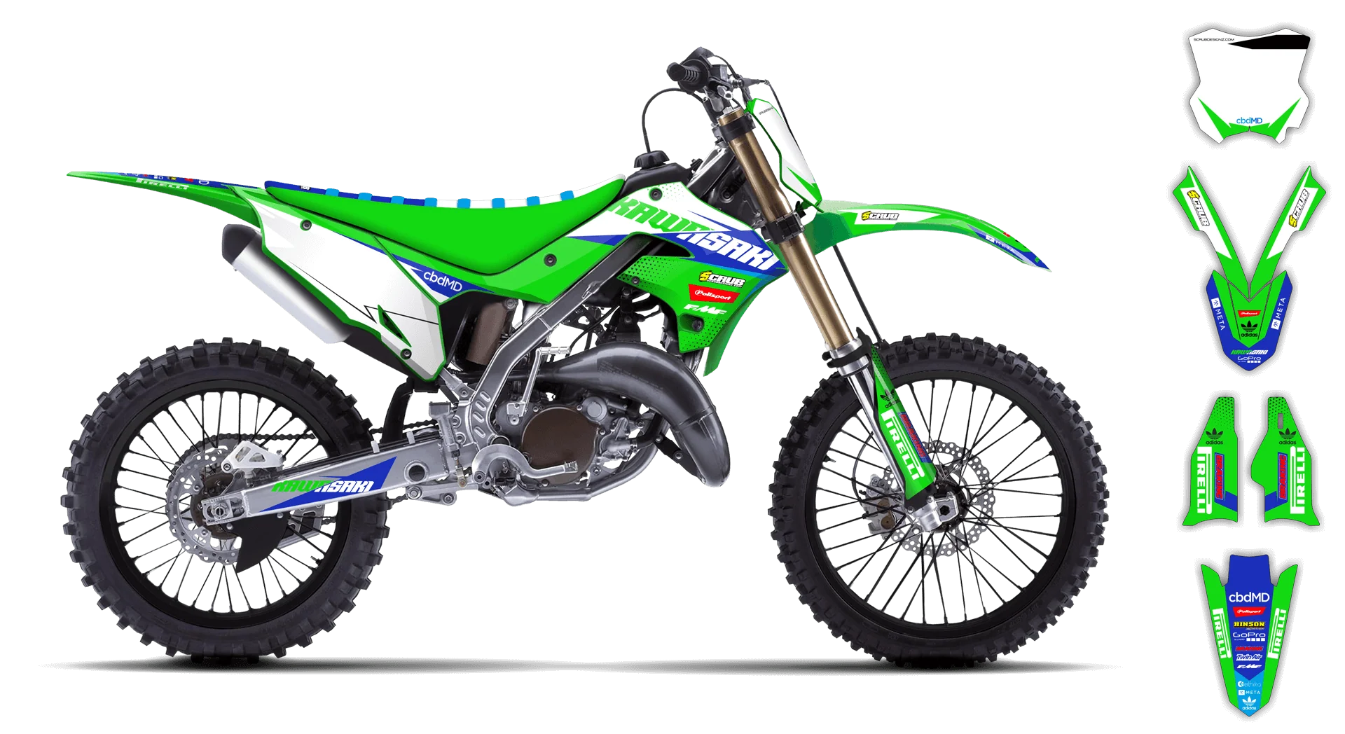 Graphics Kit - Kawasaki - KX 125-250 Restyle - 2003 - SE1051 - R1