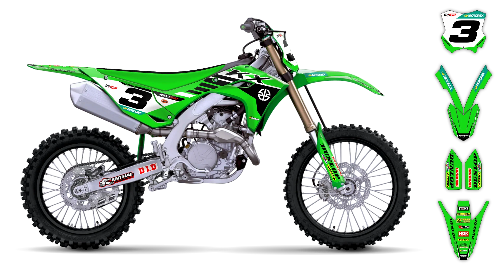 Graphics Kit - Kawasaki - KX 500 - 1989-1993 - Factory Replica 2024 - ST