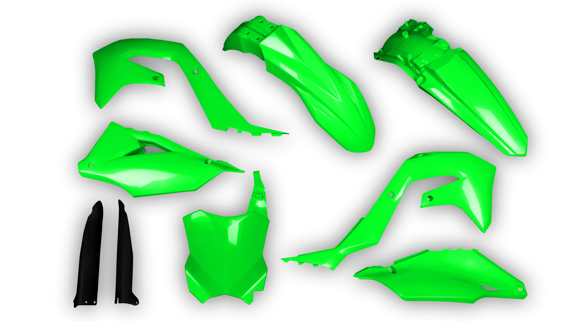 Plastics Kit - Kawasaki - KX 125-250 Restyle - 2003 - Full Kit - Green