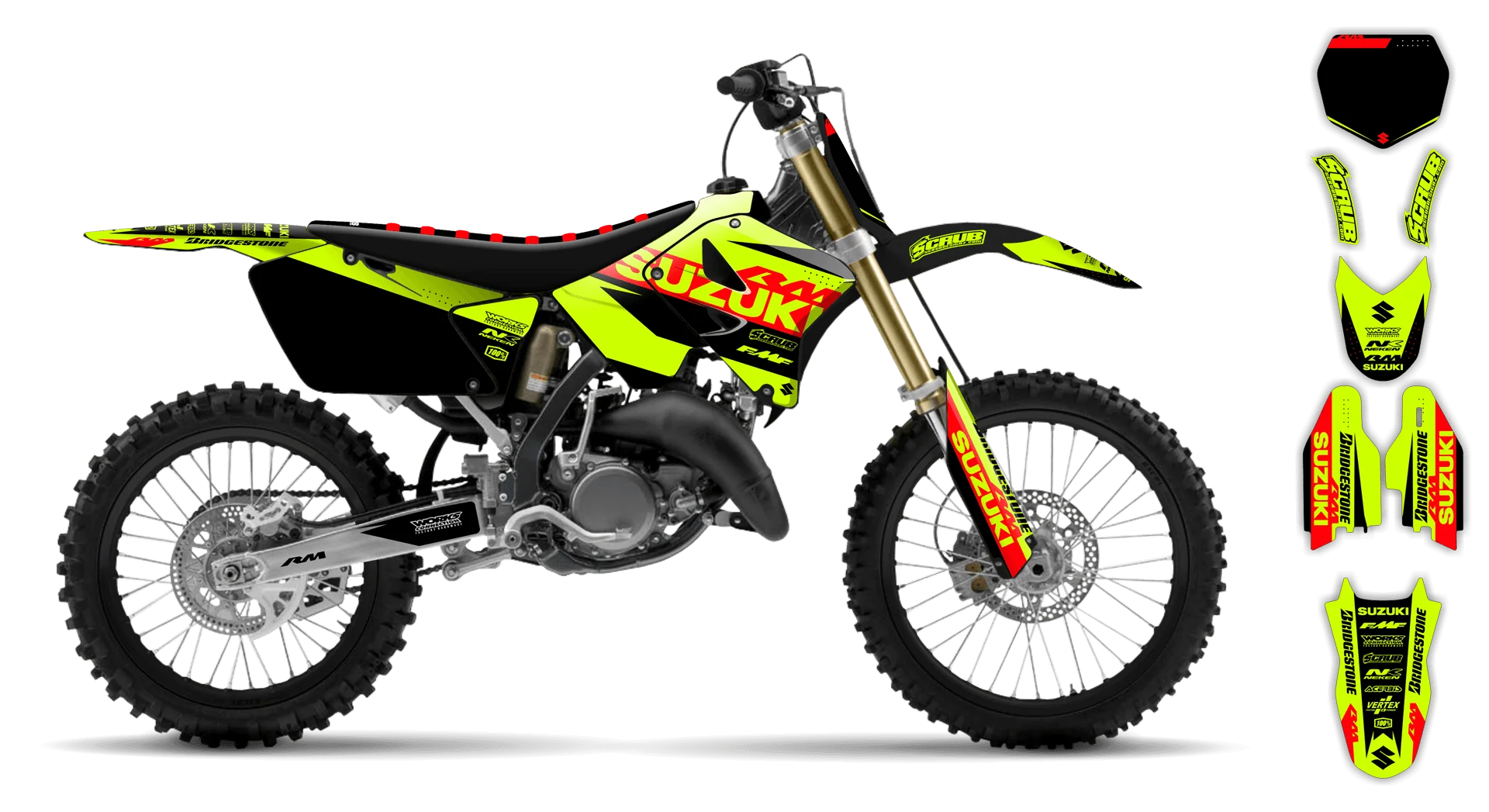 Graphics Kit - Suzuki - RM 125 - 2001-2003 - Fluo SE1019 - LE