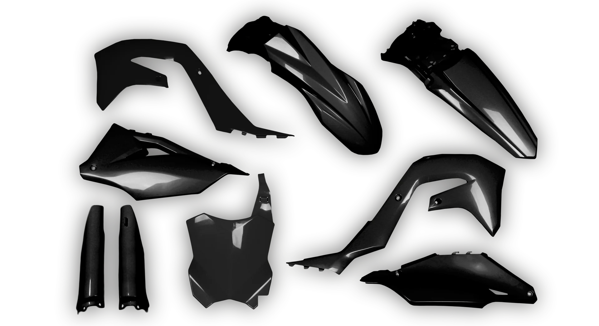Plastics Kit - Kawasaki - KX 125-250 Restyle - 2004-2008 - Full Kit - Black