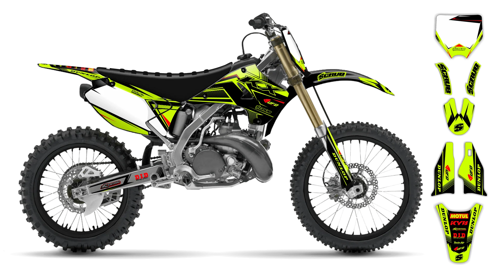 Graphics Kit - Kawasaki - KX 80 - 1998-2000 - Fluo SE1027 - ST