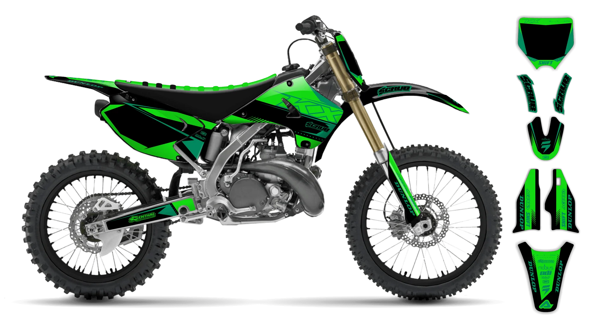 Graphics Kit - Kawasaki - KX 100 - 2001-2013 - SE1026 - R1