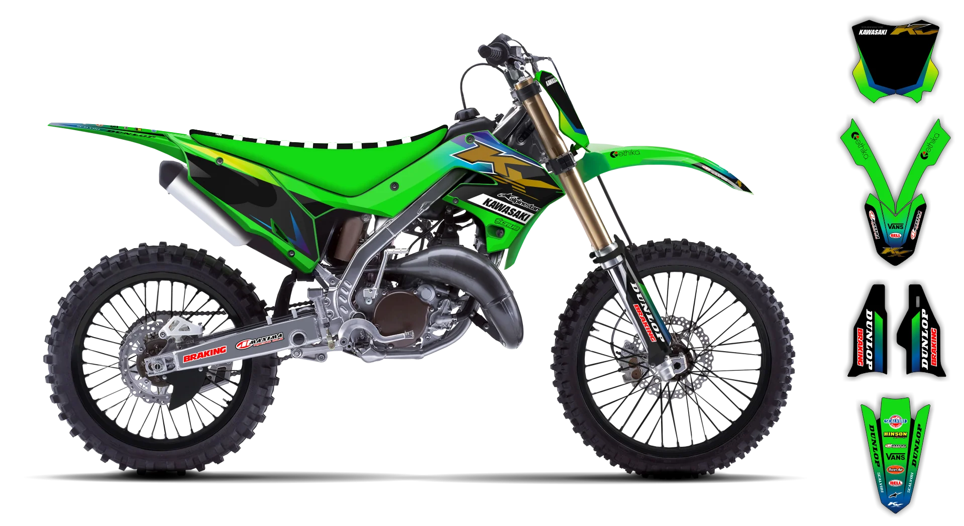 Graphics Kit - Kawasaki - KX 125-250 Restyle - 2004-2008 - Rampage - LE