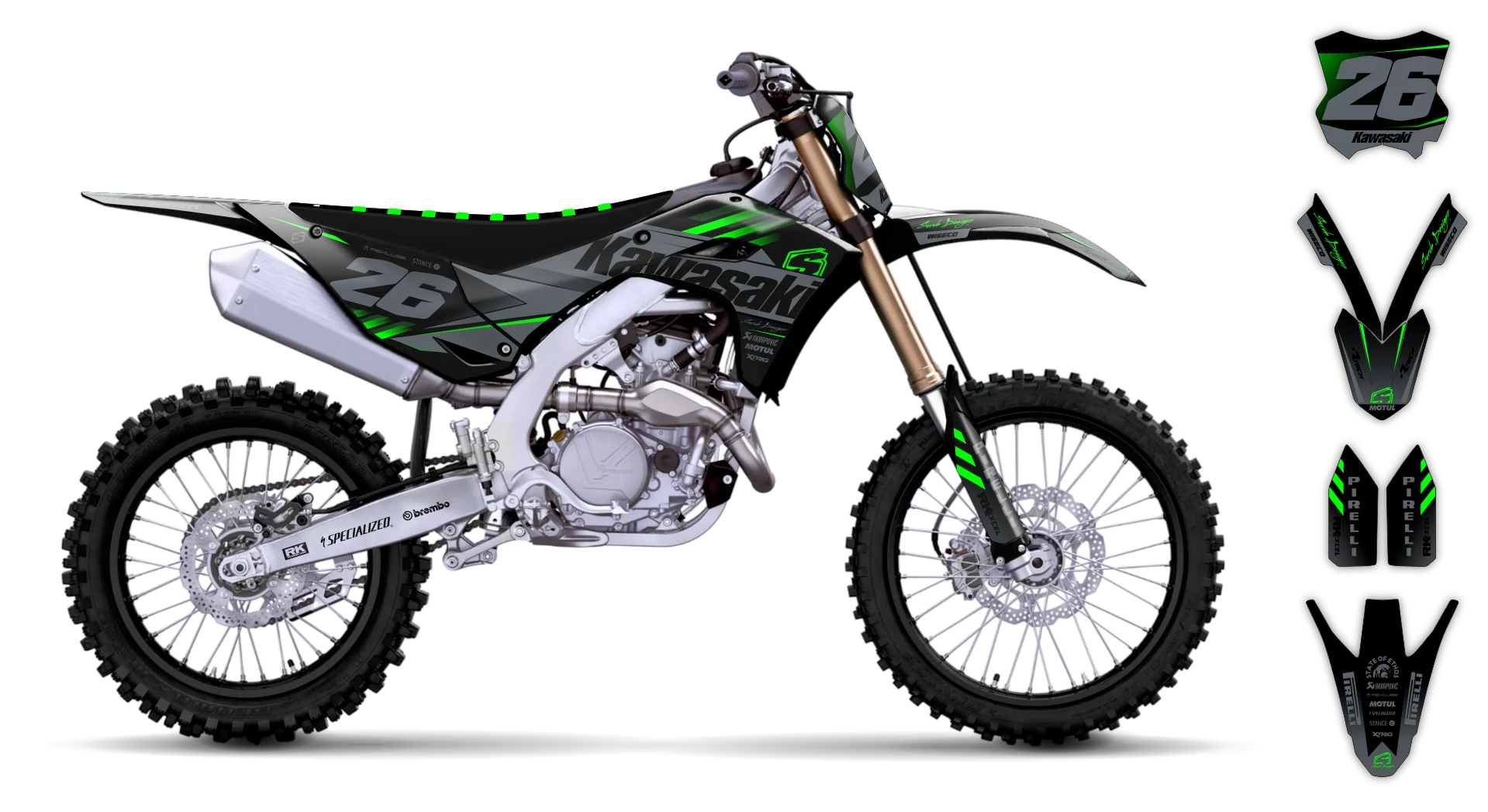 Graphics Kit - Kawasaki - KX 250F - 2025 - Keryaco - R1