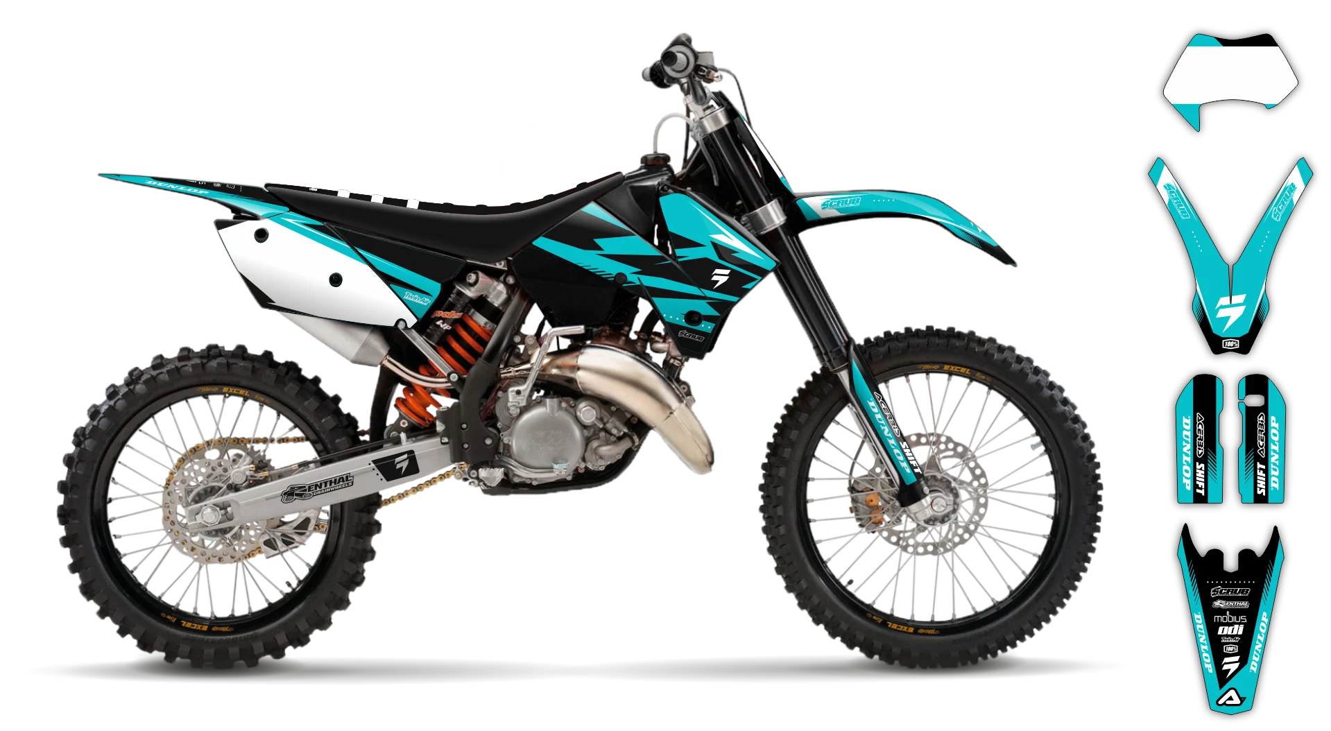 Graphics Kit - KTM - EXC EXC-F / XC-W XCF-W - 2005-2007 - Teal - ST