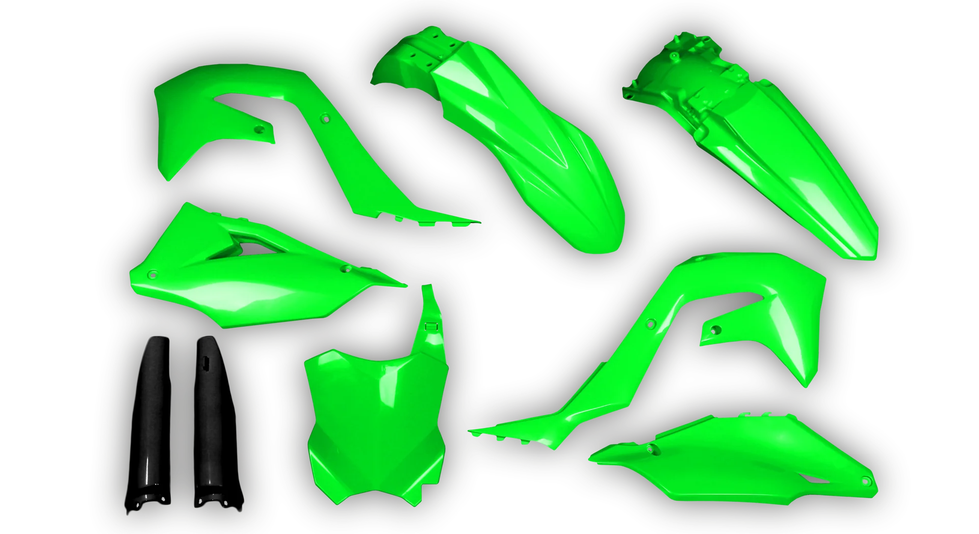 Plastics Kit - Kawasaki - KX 125-250 Restyle - 2004-2008 - Full Kit - Green