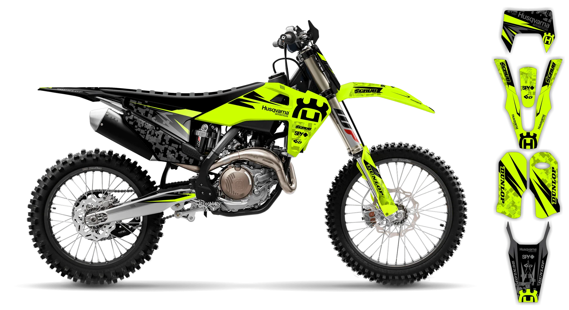 Graphics Kit - Husqvarna 14-> TE-FE Series - 2020-2023 - Fluo H-SE1059 - LE