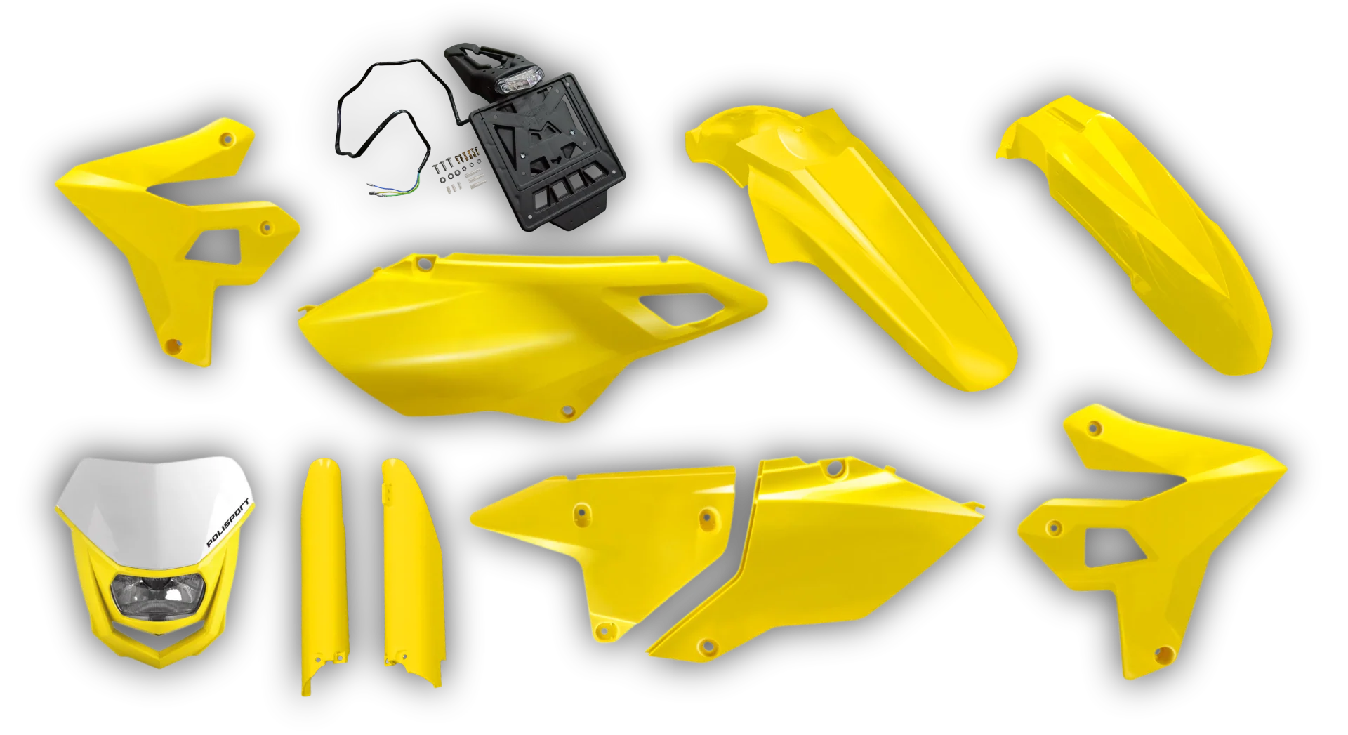 Plastics Kit - Suzuki - DRZ 400 SM - 1999-2024 - Full Kit - Yellow Restyle Premium