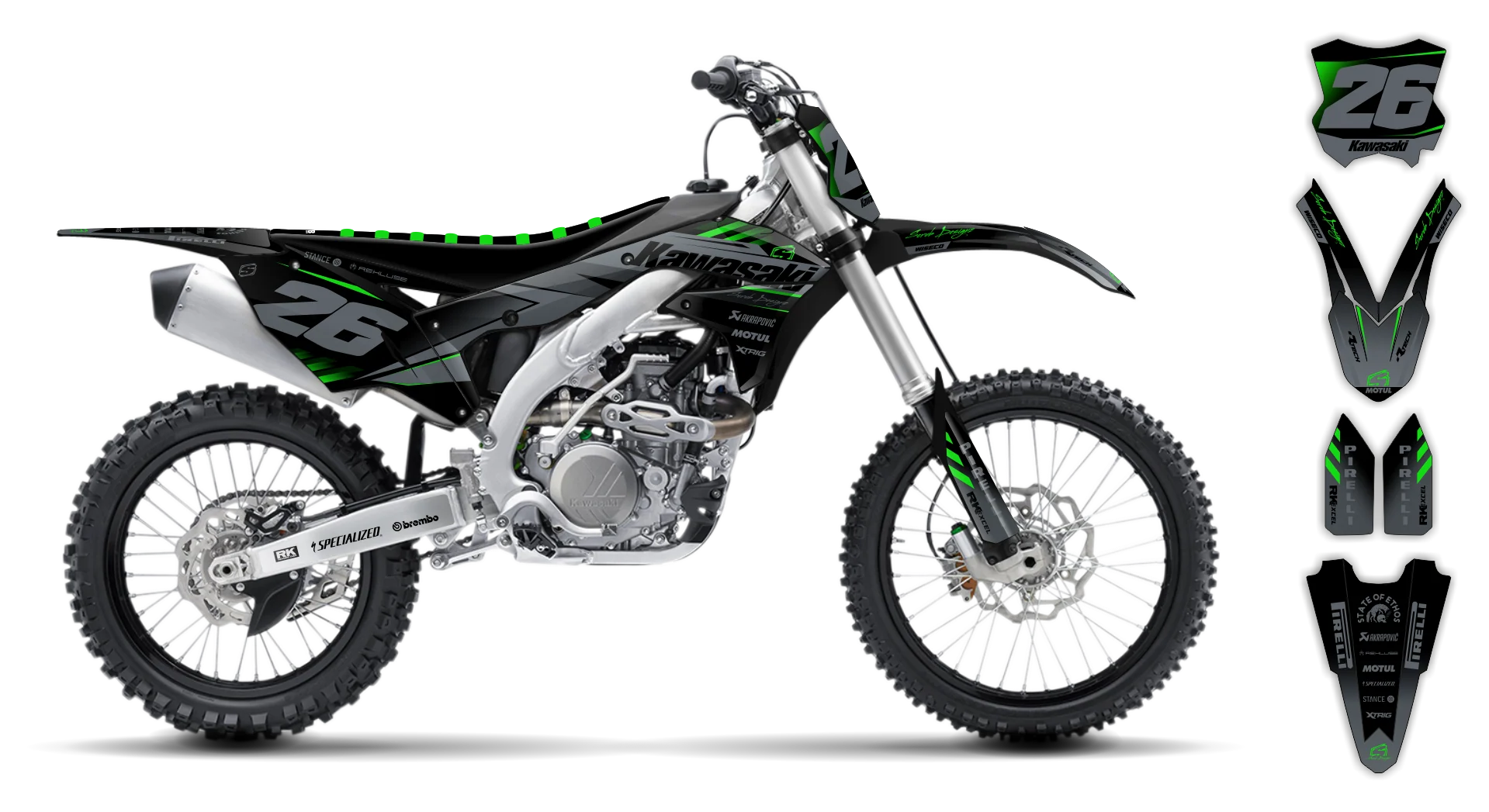 Graphics Kit - Kawasaki - KX 250F - 2017-2020 - Keryaco - R1