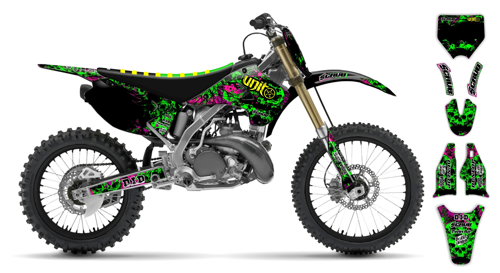 Graphics Kit - Kawasaki - KX 125 - 2004-2008 - Wasabi - R1