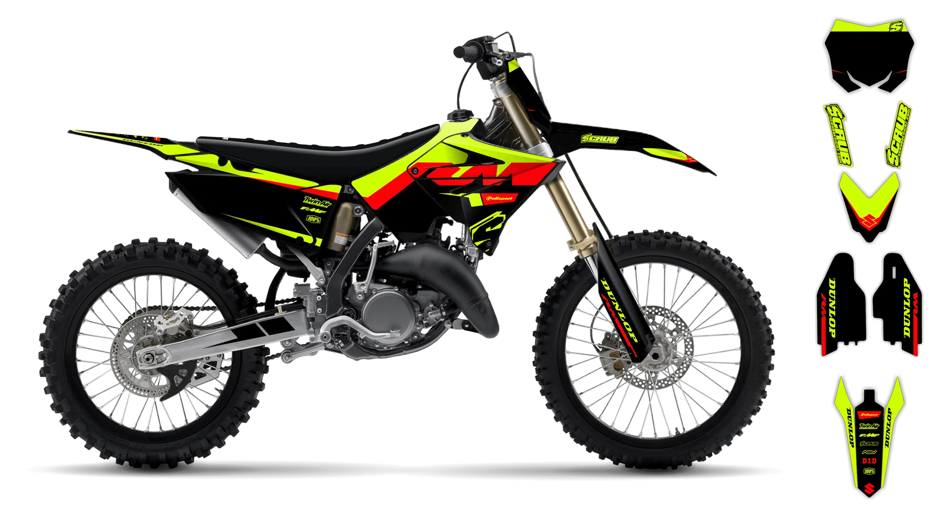 Graphics Kit - Suzuki - RM 125-250 Restyle - 2004-2008 - Fluo SE1032 - ST