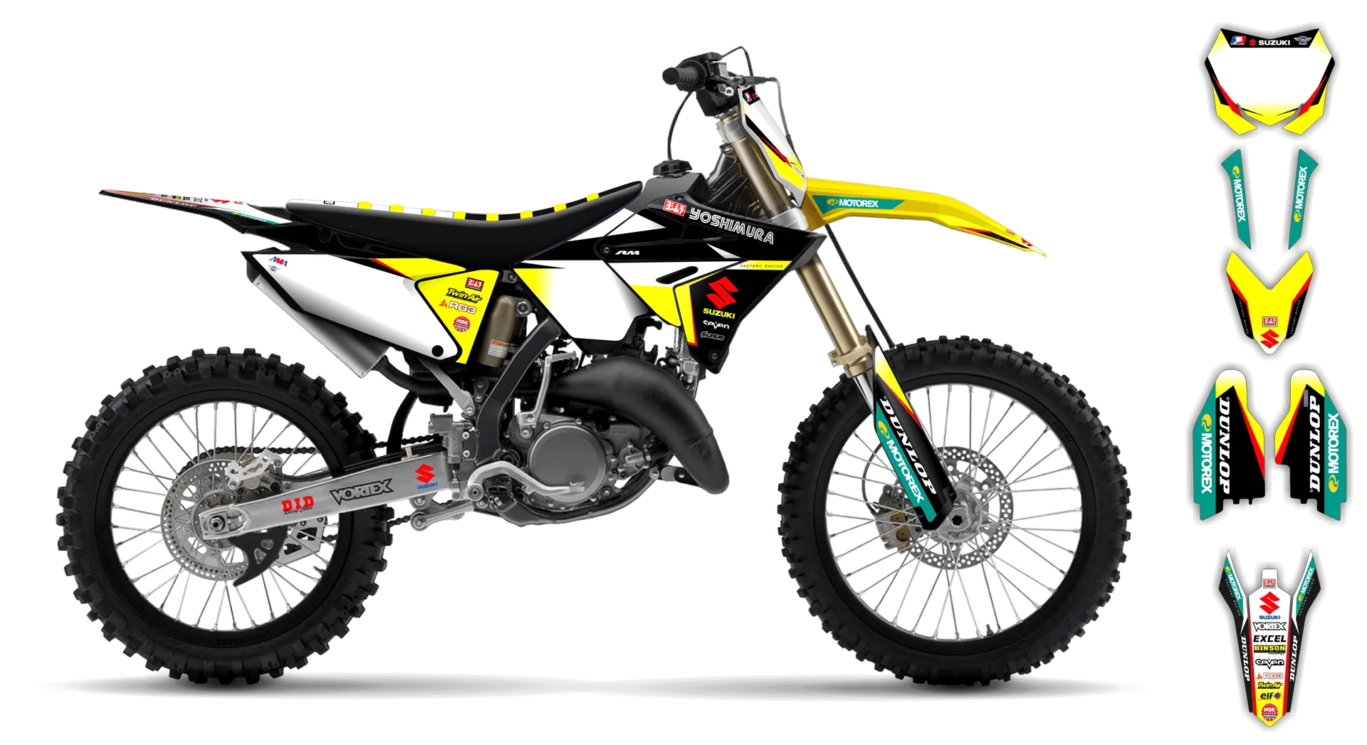 Graphics Kit - Suzuki - RM 125-250 Restyle - 2004-2008 - Factory Replica 1 - ST