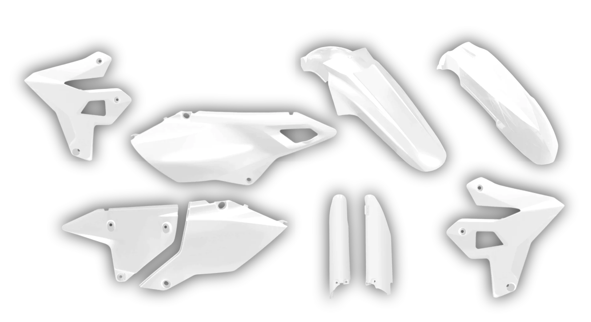 Plastics Kit - Suzuki - DRZ 400 SM - 1999-2024 - Full Kit - White Restyle short fender