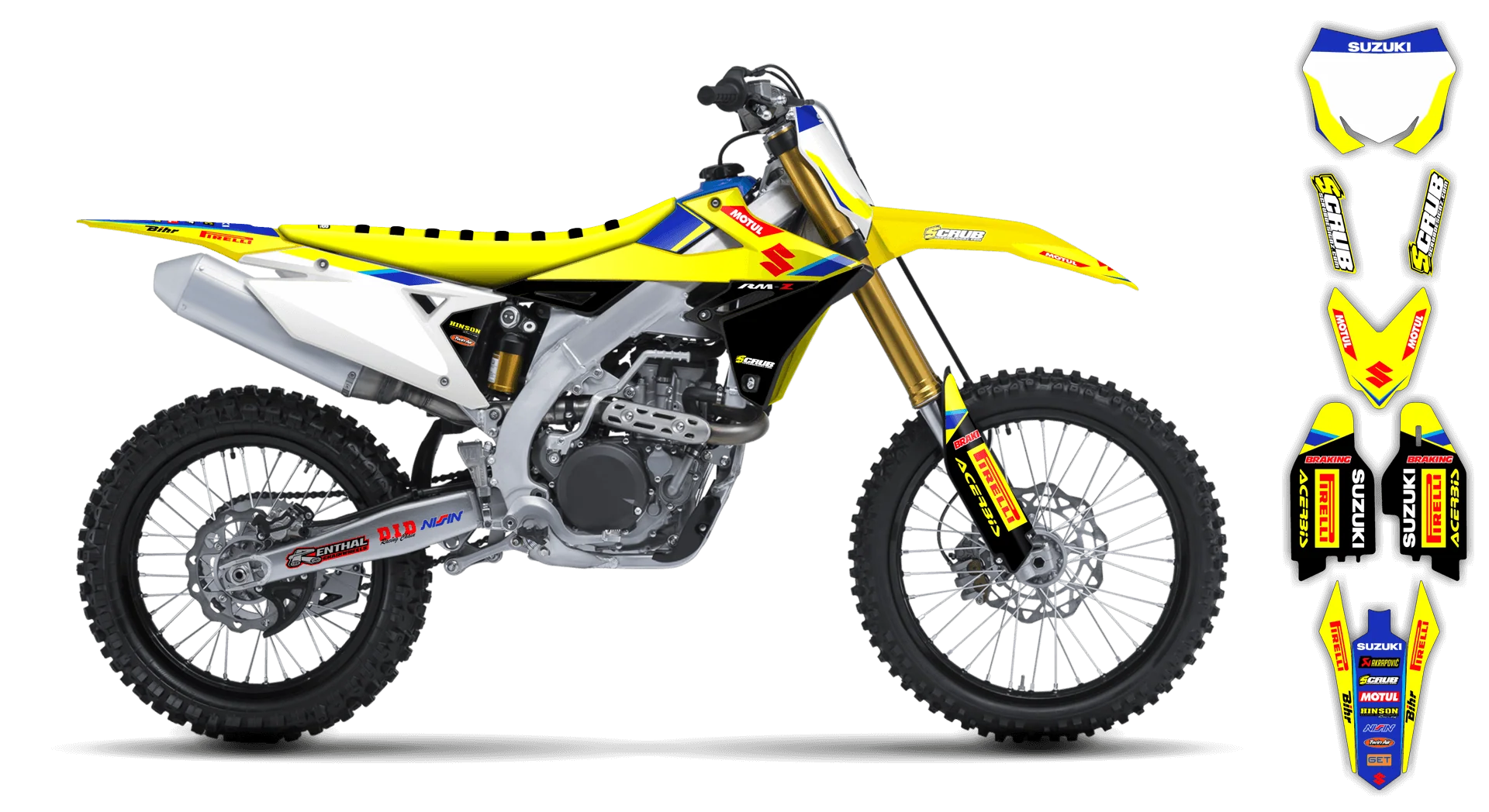 Graphics Kit - Suzuki - RMZ 250 - 2019-2025 - Factory Replica 5 - ST
