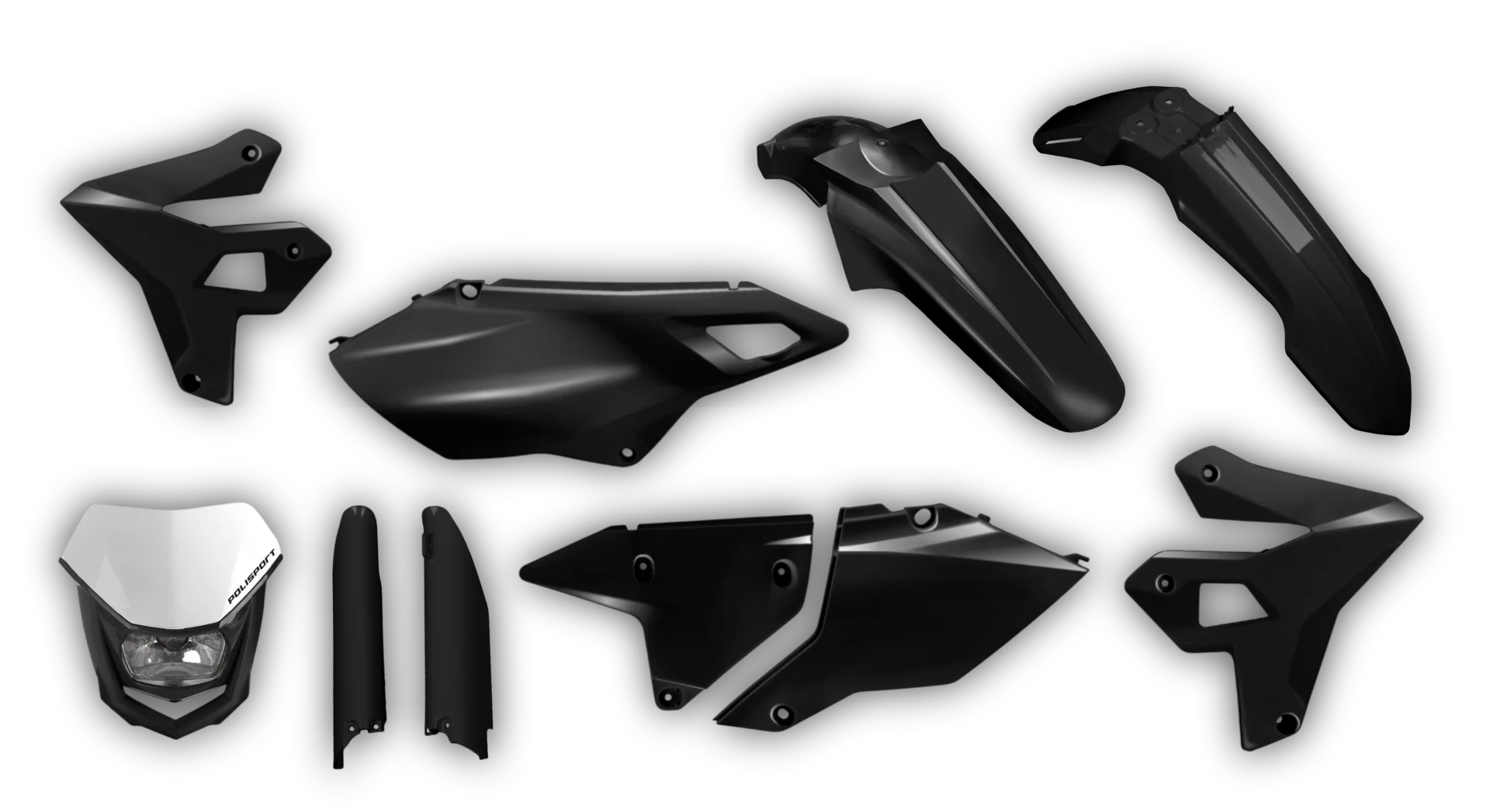 Plastics Kit - Suzuki - DRZ 400 SM - 1999-2024 - Full Kit - Black Restyle with light
