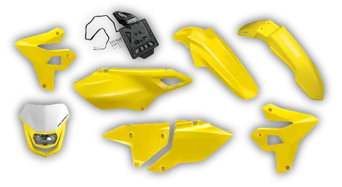 Plastics Kit - Suzuki - DRZ 400 Enduro Restyle - 1999-2024 - Full Kit - Yellow Restyle Premium