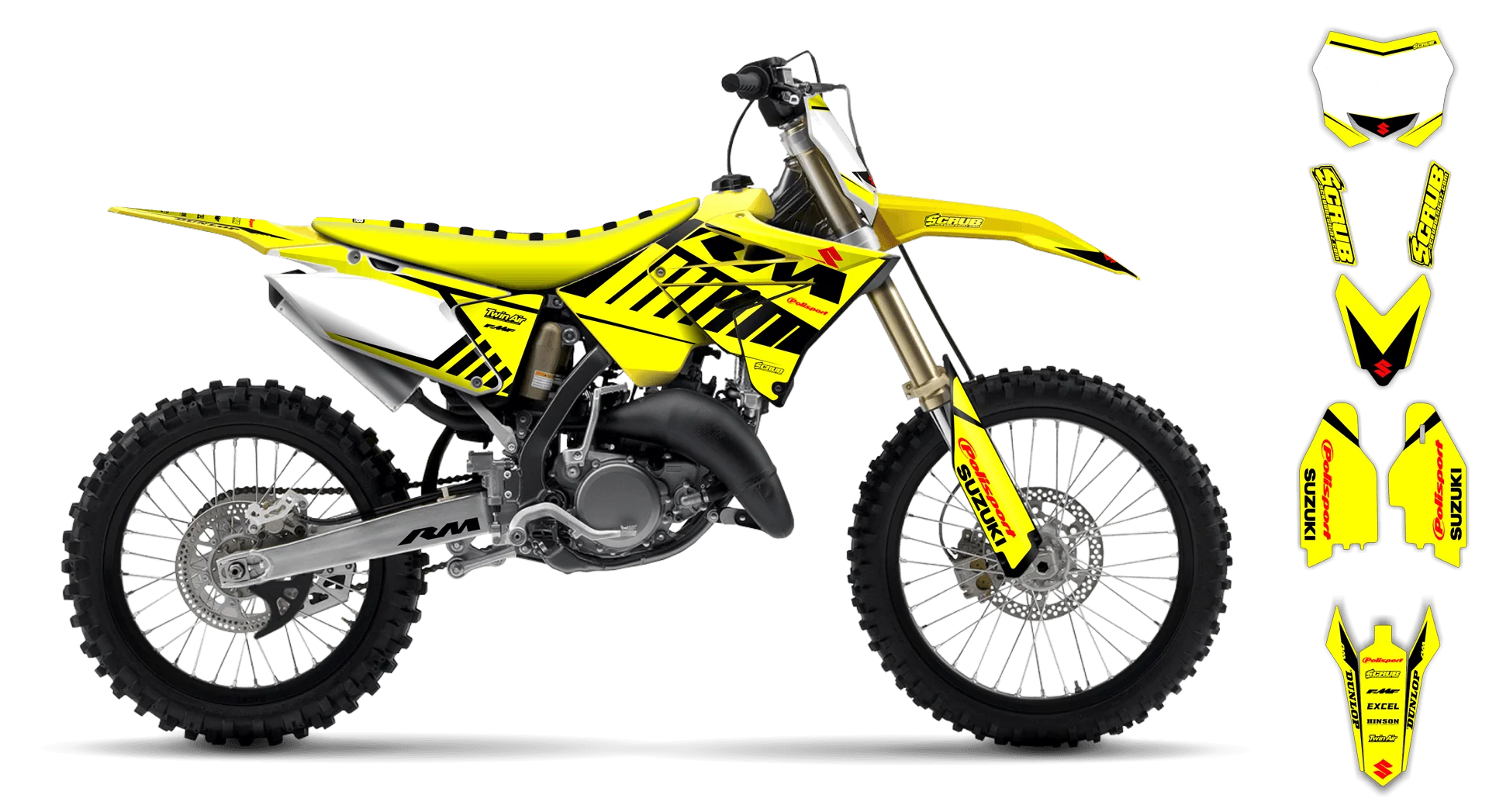 Graphics Kit - Suzuki - RM 125-250 Restyle - 2001-2003 - SE1030 - LE