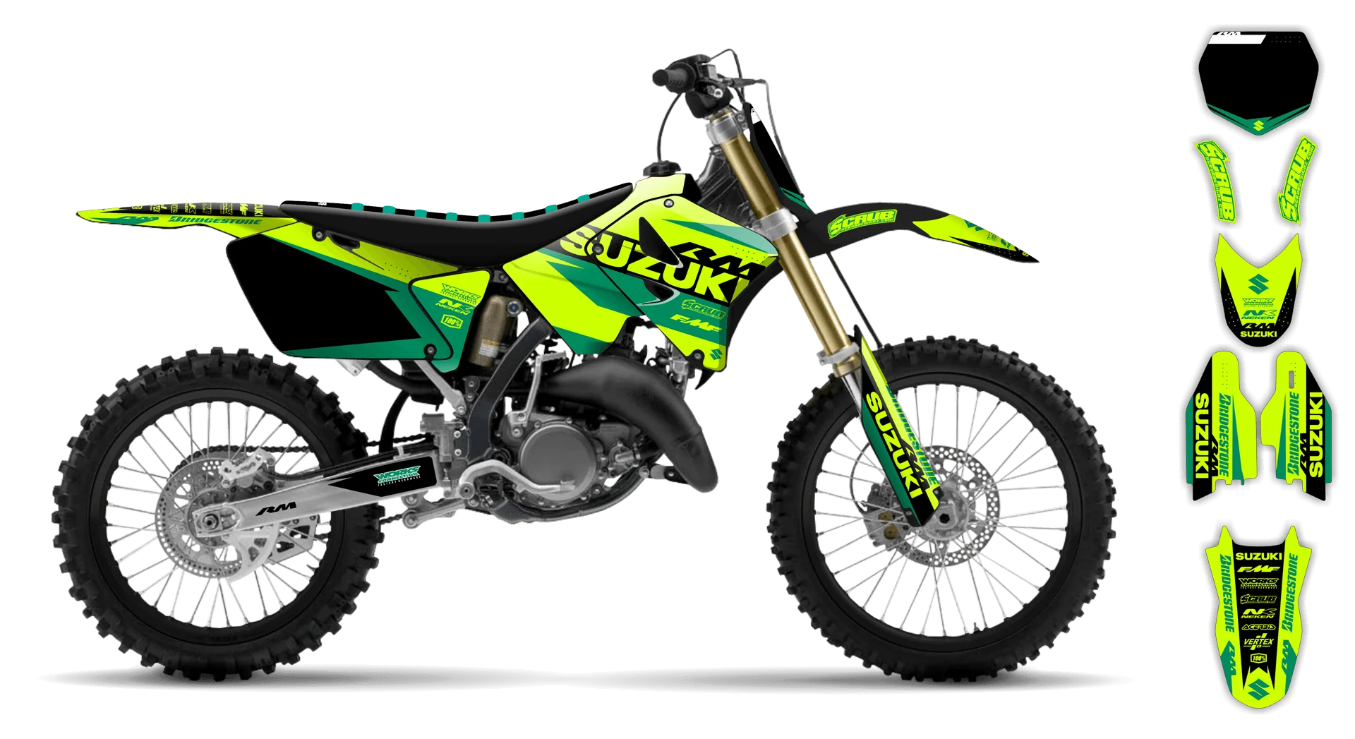 Graphics Kit - Suzuki - RM 125 - 2001-2003 - Fluo SE1019 - R1