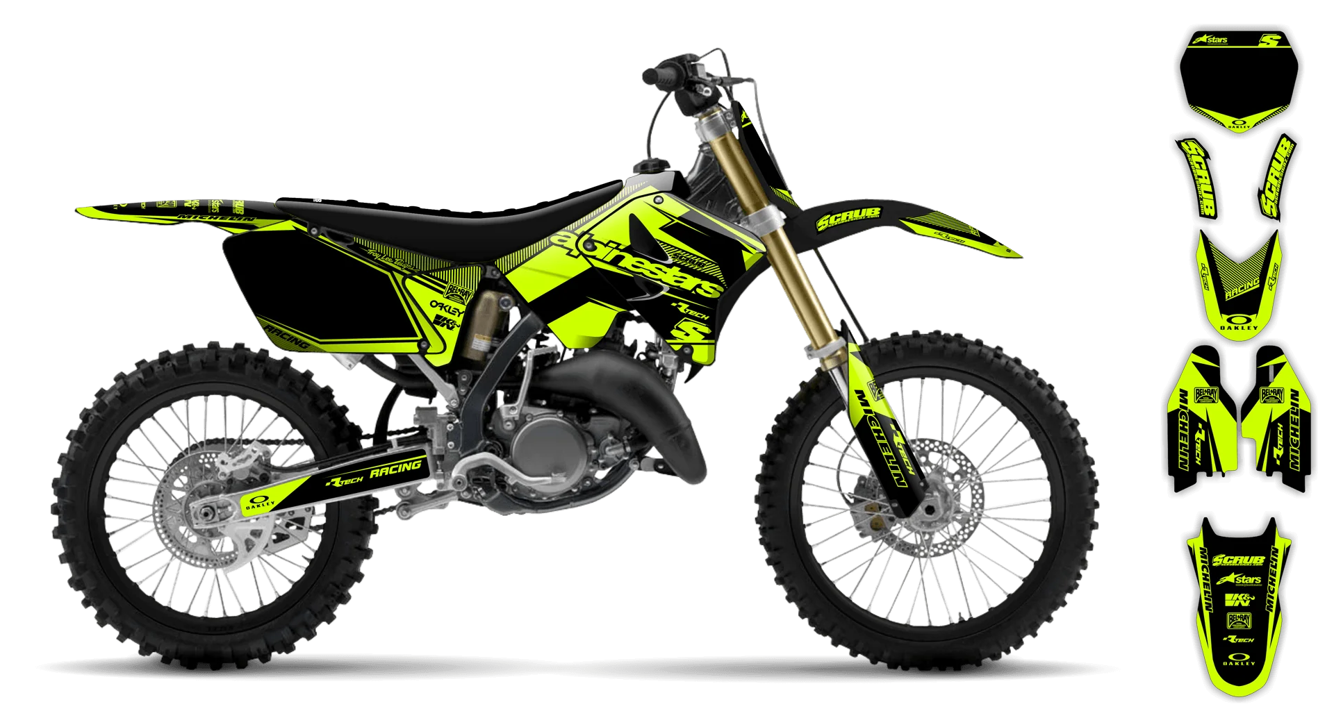 Graphics Kit - Suzuki - RM 125 - 2001-2003 - Fluo 4 - ST