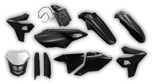 Plastics Kit - Suzuki - DRZ 400 SM - 1999-2024 - Full Kit - Black Restyle Premium