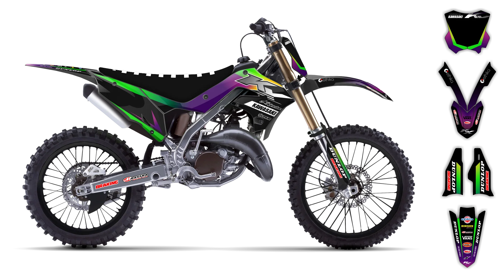 Graphics Kit - Kawasaki - KX 125-250 Restyle - 2004-2008 - Rampage - R3