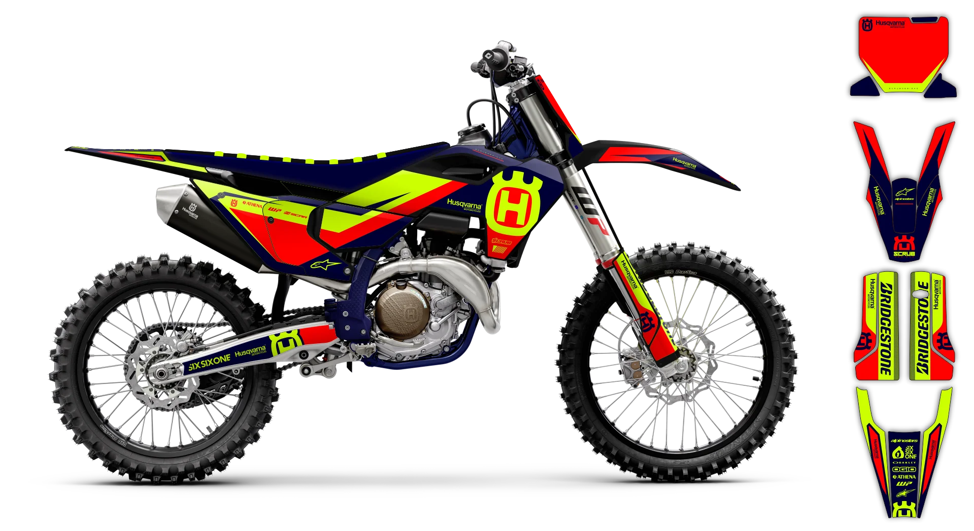 Graphics Kit - Husqvarna 14-> TC-FC-FX Series - 2023-2024 - Fluo H15 - R1