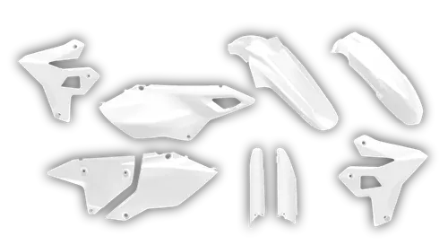 Plastics Kit - Suzuki - DRZ 400 SM Restyle - 1999-2024 - Full Kit - White Restyle short fender