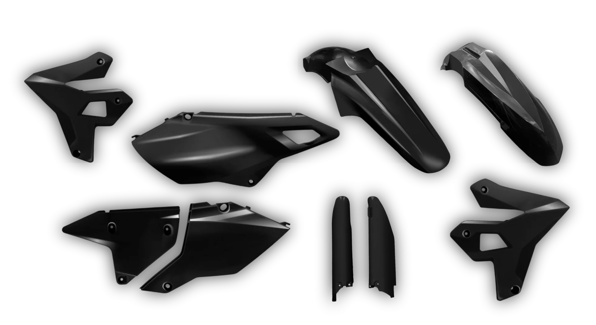 Plastics Kit - Suzuki - DRZ 400 SM - 1999-2024 - Full Kit - Black Restyle short fender