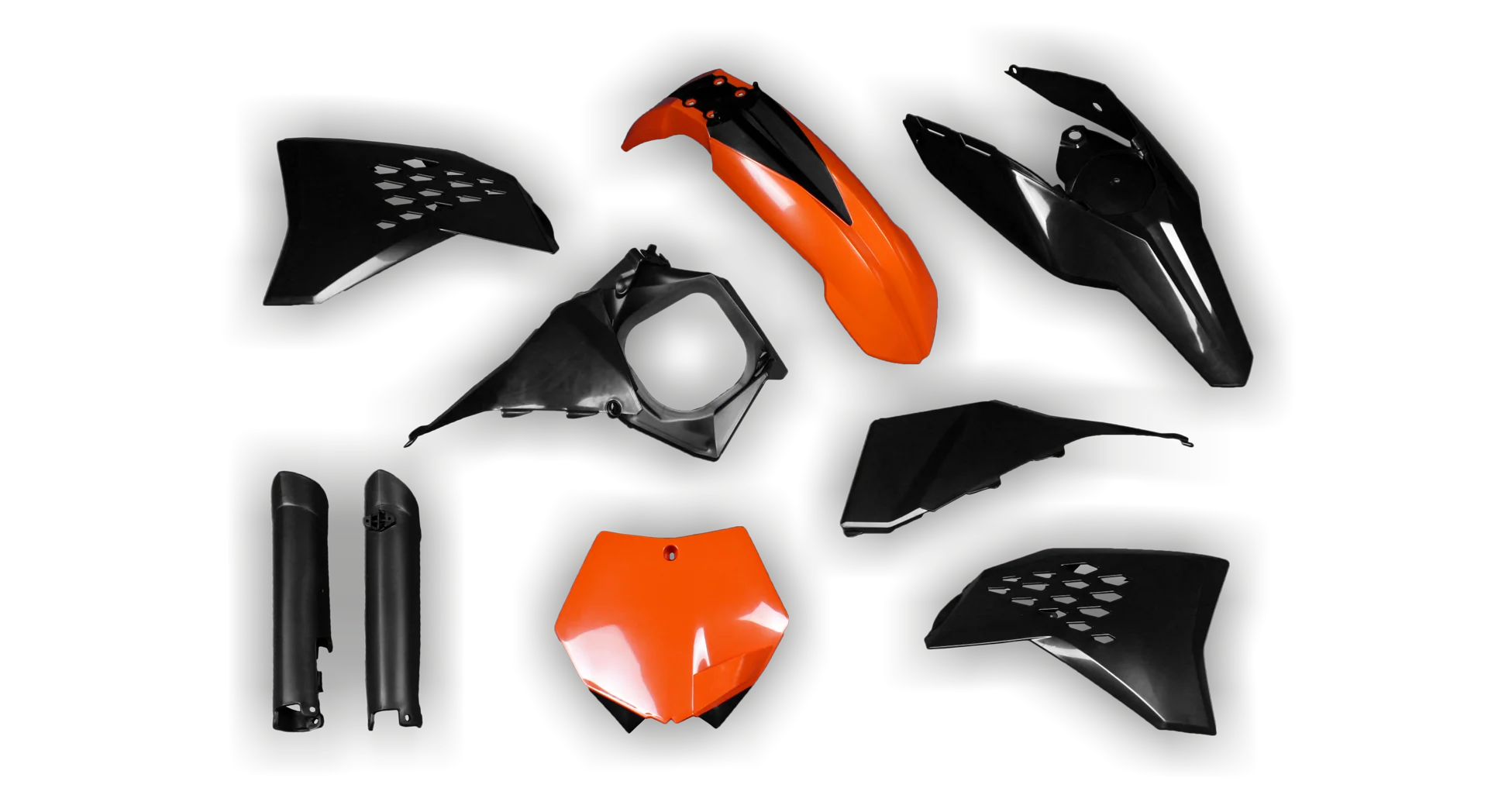 Plastics Kit - KTM - SX SX-F / XC XC-F - 2007-2010 - Full Kit - Black Orange