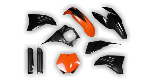 Plastics Kit - KTM - SX SX-F / XC XC-F - 2007-2010 - Full Kit - Black Orange