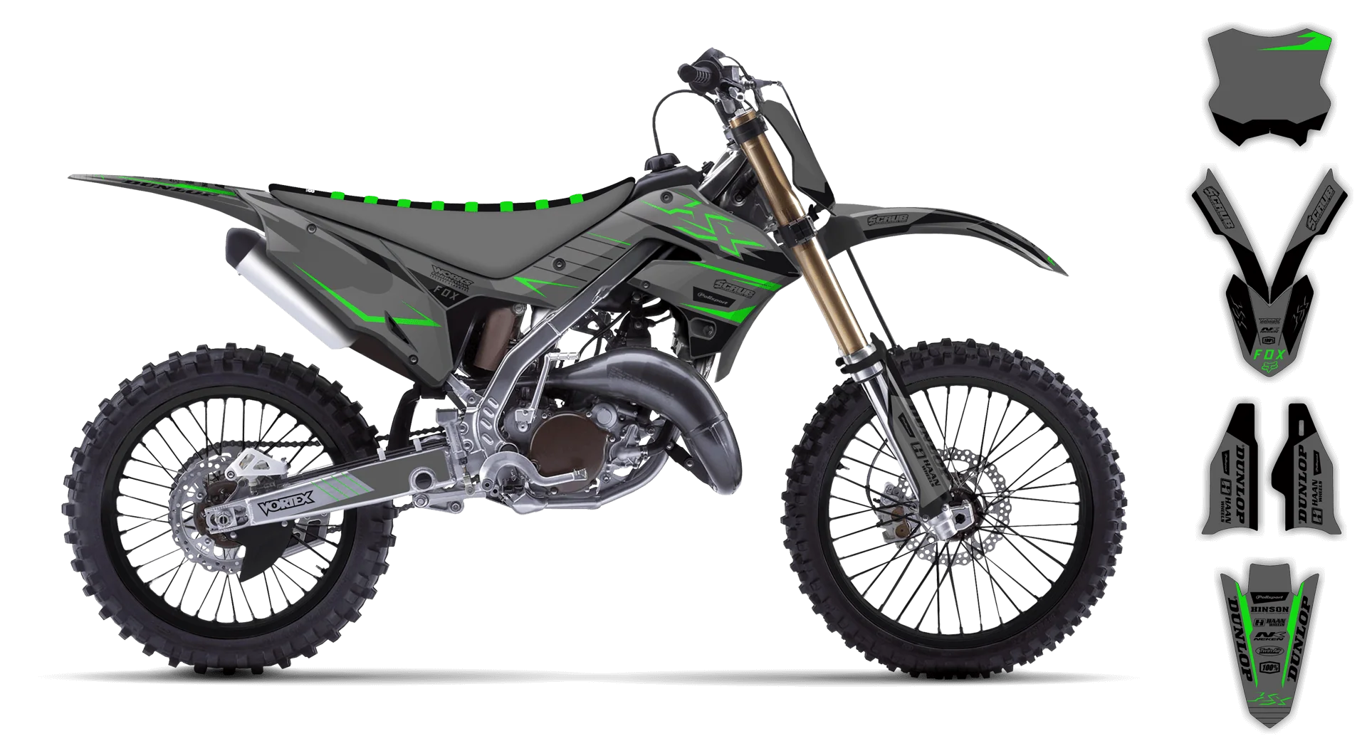 Graphics Kit - Kawasaki - KX 125-250 Restyle - 2004-2008 - SE1052 - R1
