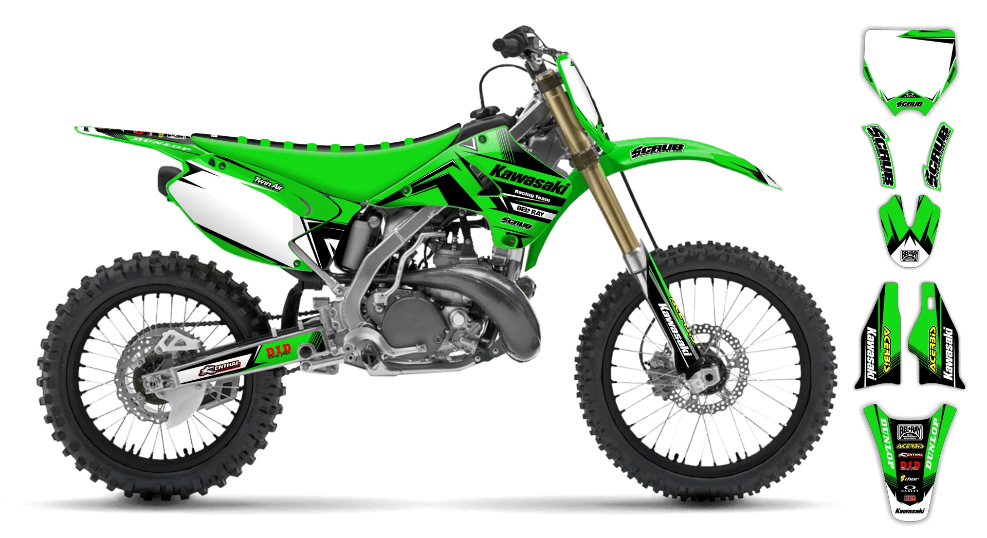 Graphics Kit - Kawasaki - KX 500 - 1989-1993 - Factory Replica 3 - ST
