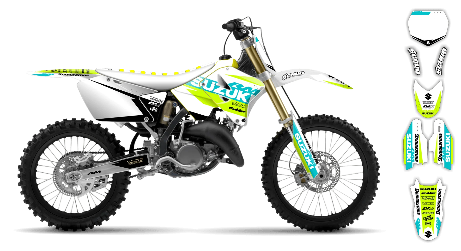 Graphics Kit - Suzuki - RM 125 - 2001-2003 - Fluo SE1019 - R2
