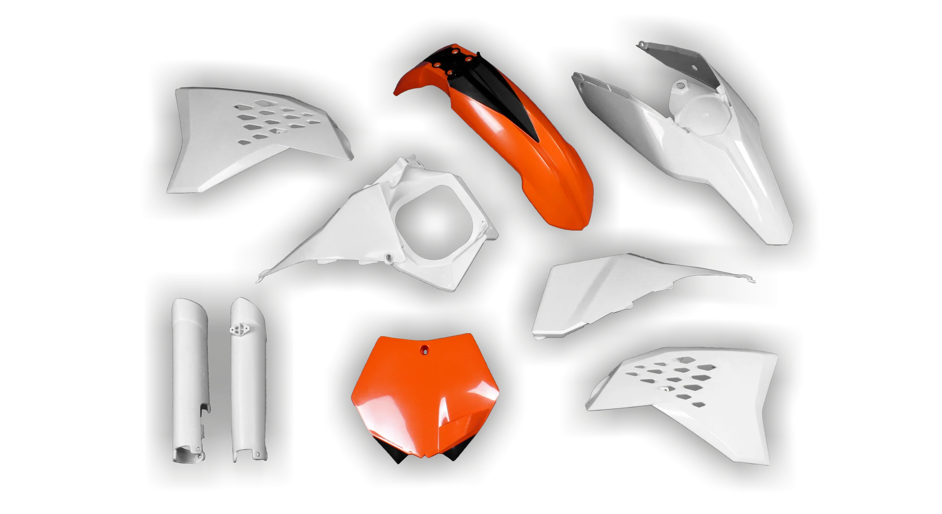 Plastics Kit - KTM - SX SX-F / XC XC-F - 2007-2010 - Full Kit - White Orange
