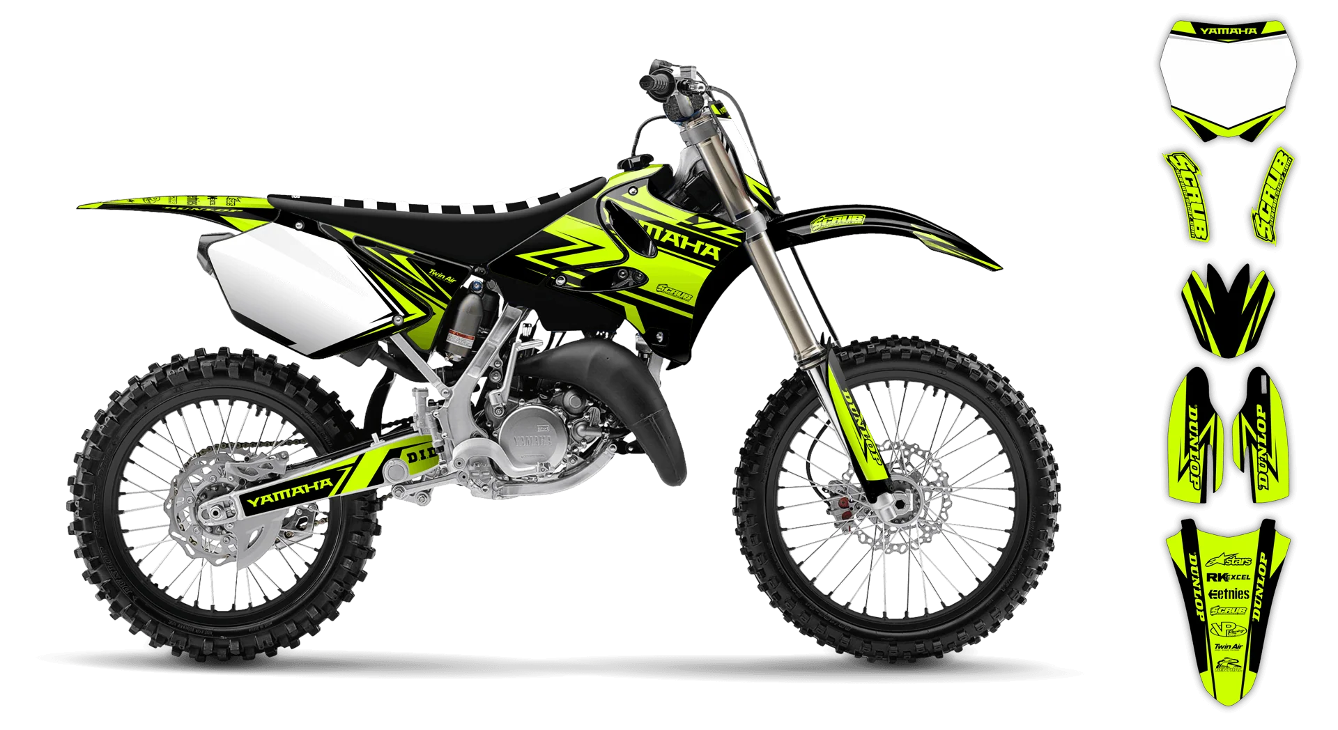 Graphics Kit - Yamaha - YZ 125 - 1989-1990 - Fluo 6 - ST