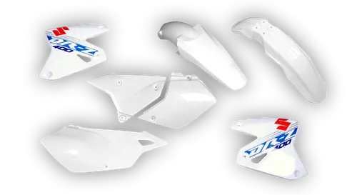 Plastics Kit - Suzuki - DRZ 400 Enduro - 1999-2024 - Full Kit - White Replica 1