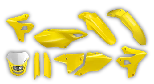 Plastics Kit - Suzuki - DRZ 400 SM - 1999-2024 - Full Kit - Yellow Restyle with light