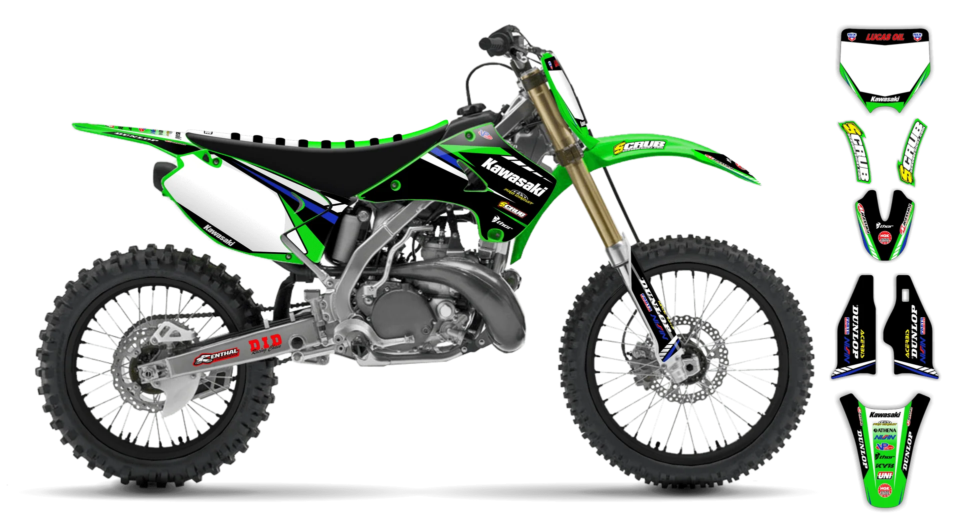 Graphics Kit - Kawasaki - KX 125 - 1999-2002 - Factory Replica 4 - ST