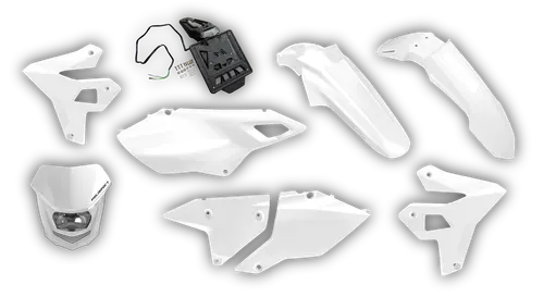 Plastics Kit - Suzuki - DRZ 400 Enduro - 1999-2024 - Full Kit - White Restyle Premium