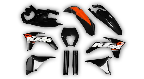 Plastics Kit - KTM - EXC EXC-F / XC-W XCF-W - 2012-2013 - Full Kit - Replica 1 Black Supermoto