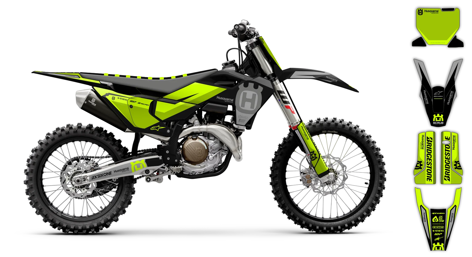 Graphics Kit - Husqvarna 14-> TC-FC-FX Series - 2023-2024 - Fluo H15 - LE