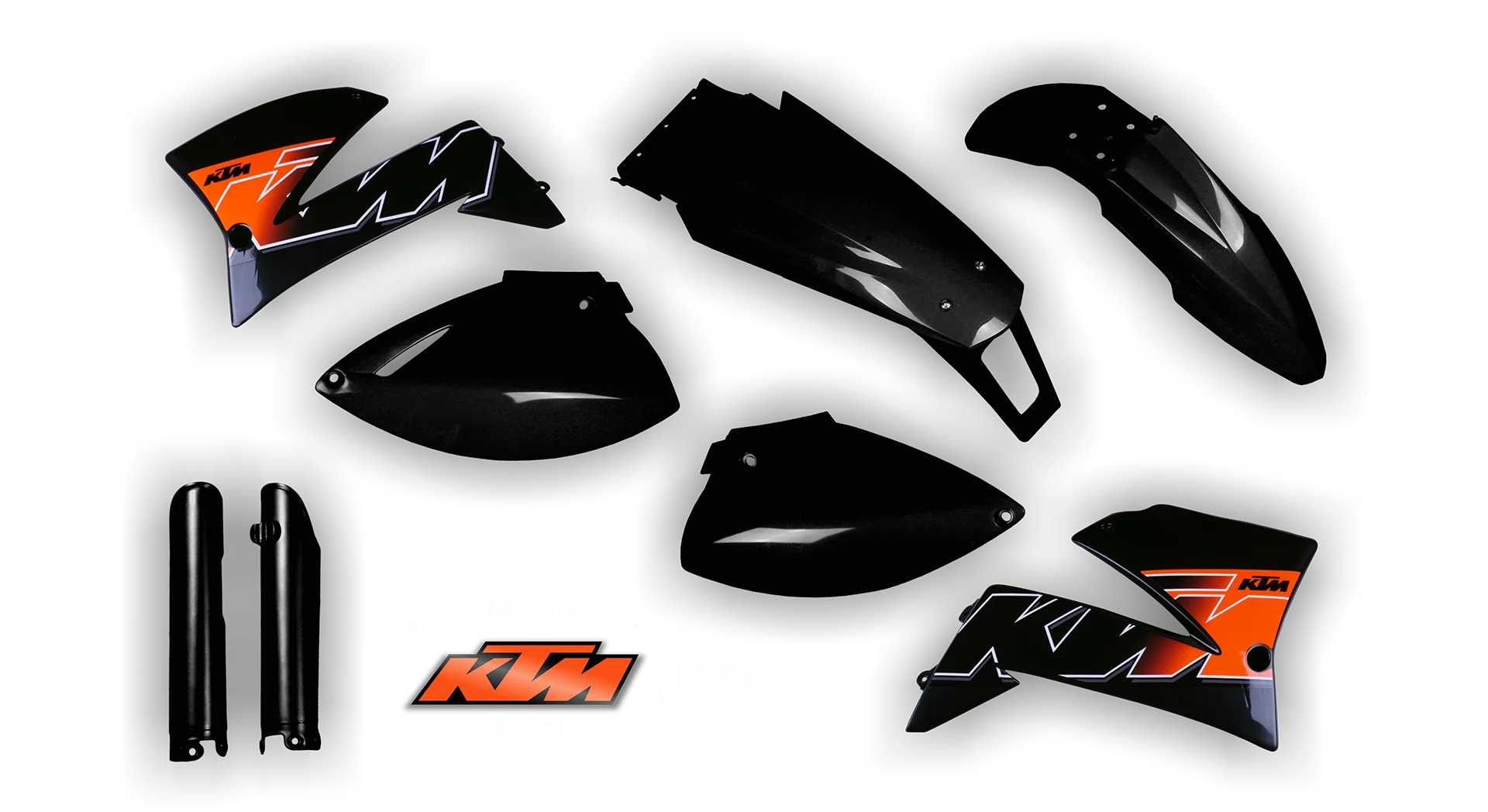 Plastics Kit - KTM - LC4 625-660 SMC - 1999-2004 - Full Kit - Black Replica 2 LED