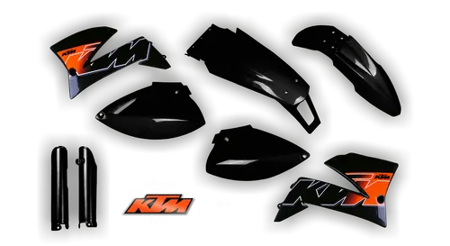 Plastics Kit - KTM - LC4 625-660 SMC - 1999-2004 - Full Kit - Black Replica 2 LED