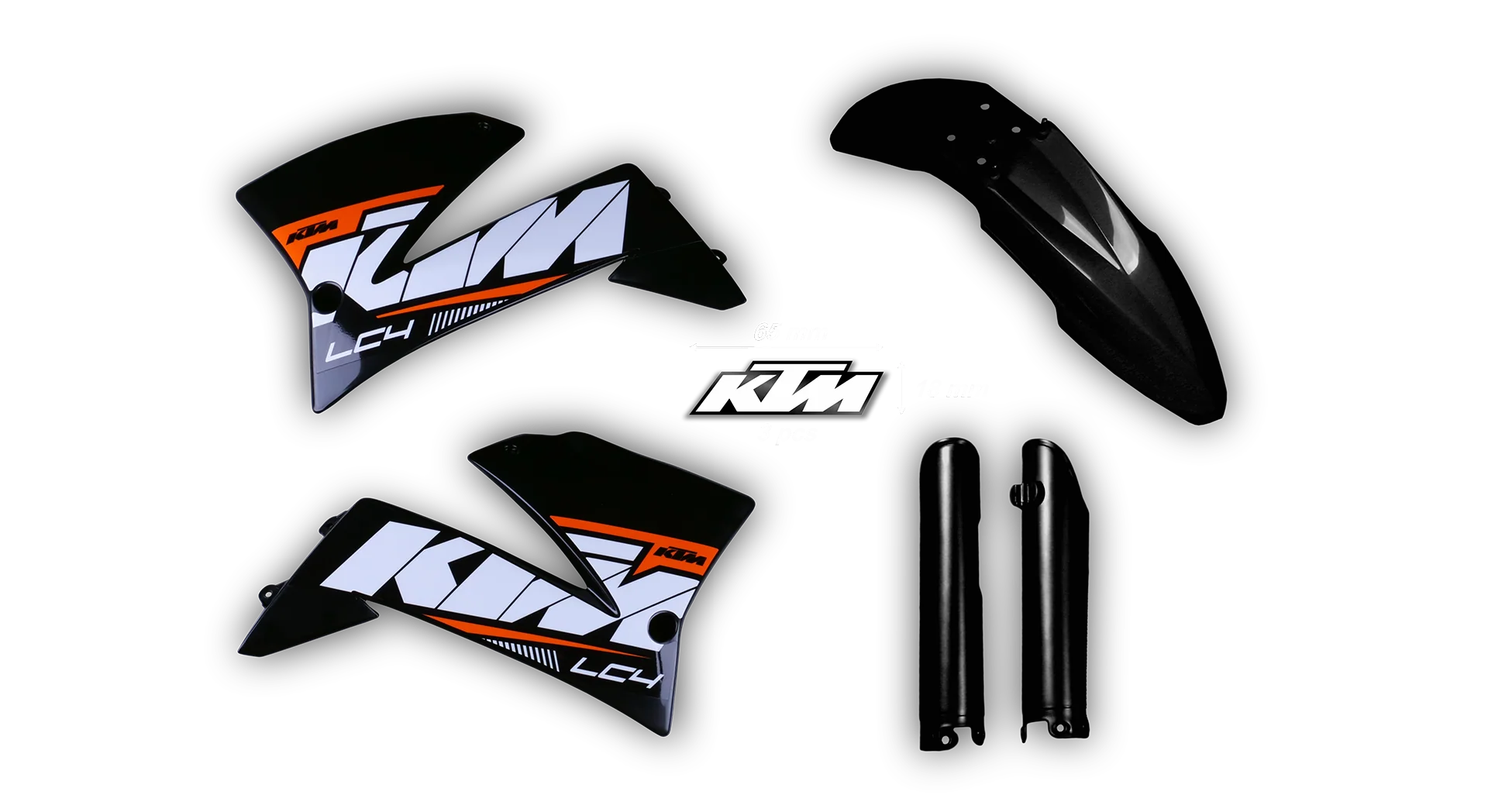 Plastics Kit - KTM - LC4 625-660 SMC - 2005-2008 - Full Kit - Black Replica 1