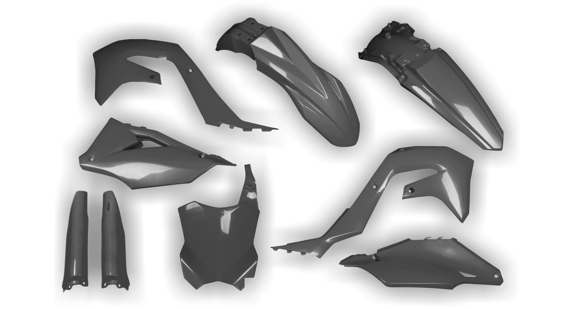 Plastics Kit - Kawasaki - KX 125-250 Restyle - 2004-2008 - Full Kit - Nardo Grey
