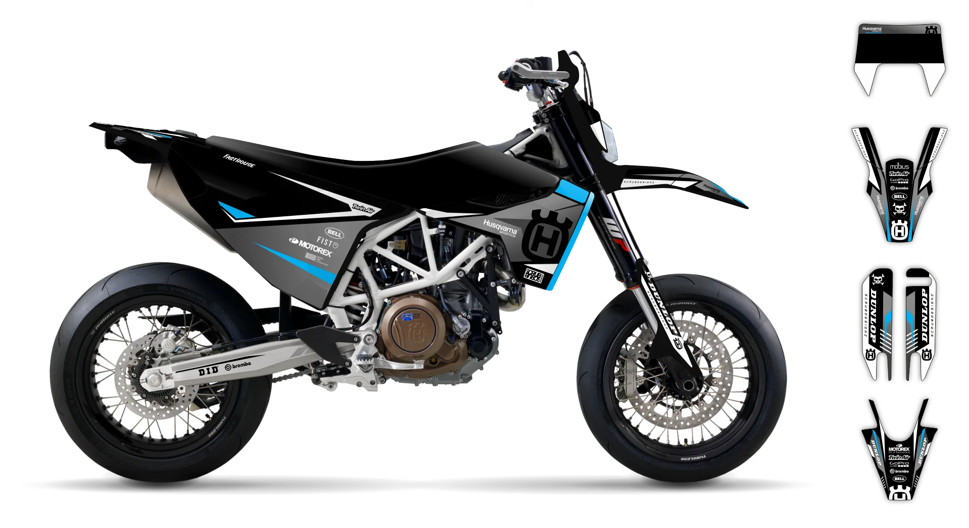 Graphics Kit - Husqvarna 14-> SM 701 - 2016-2024 - Blind - R4