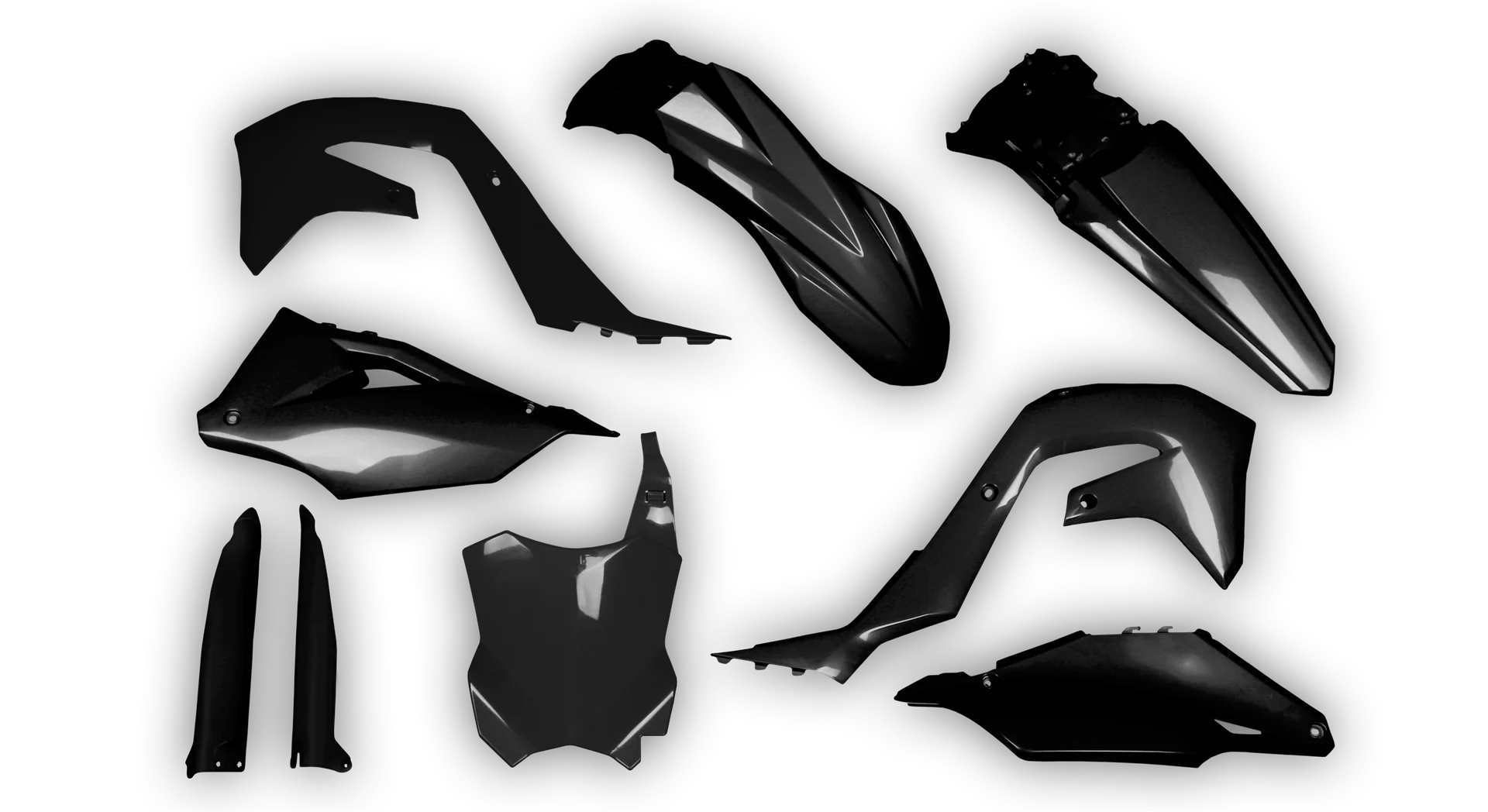Plastics Kit - Kawasaki - KX 125-250 Restyle - 2003 - Full Kit - Black